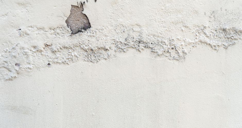 Interior wall with water seepage and moisture staining